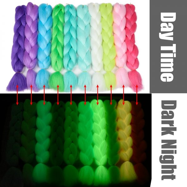 Synthetic Braiding Hair 100g 24″ Glow In The Dark - Image 2